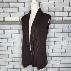 Chico's Women's Brown Open Front Knit Cardigan Sweater Vest Size 0 Small